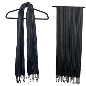 Cejon Gray Tan Brown Striped Scarf NWT